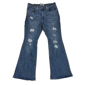 Levis 726 Jeans Womens Size 31 Blue Flare Leg Stretch High Rise Bohemian Hippie
